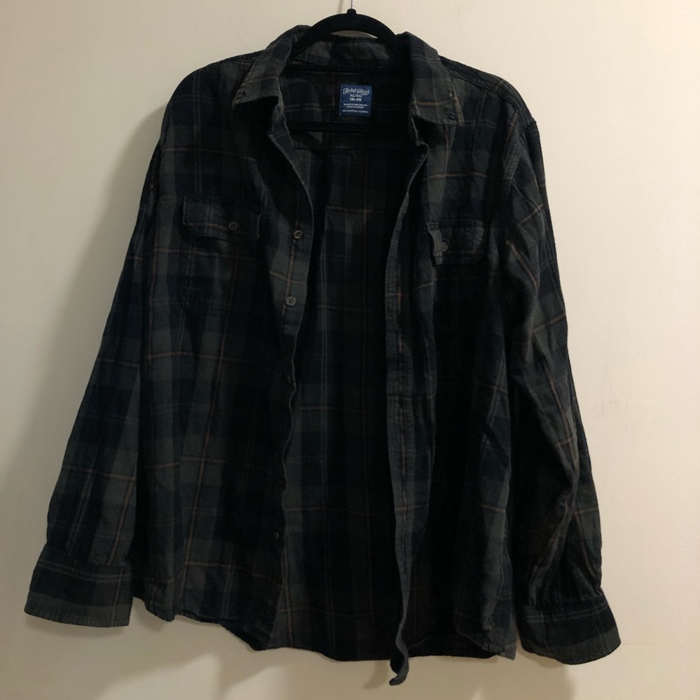 Faded glory 100% cotton dark forest green flannel | large